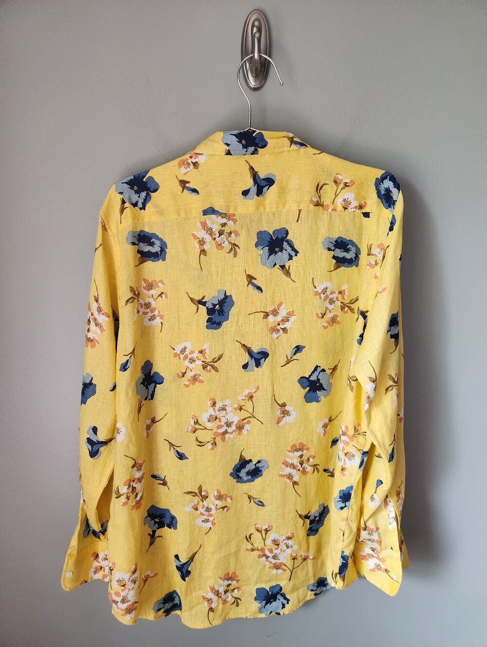 Lauren Ralph Lauren Relaxed Fit Yellow Floral Linen Shirt Women's Size XL - Picture 5 of 10